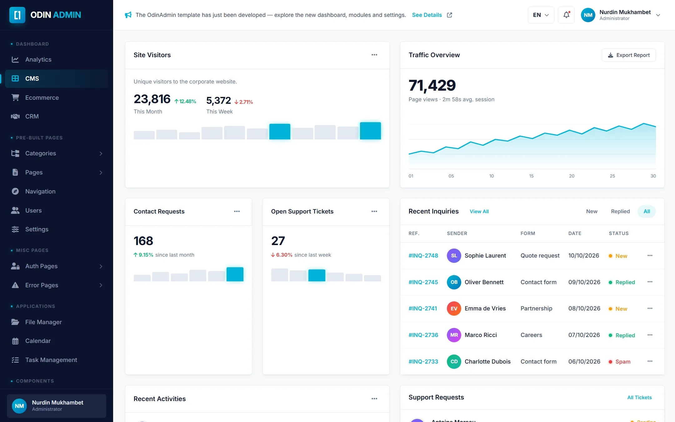Build admin panels faster with ODIN ADMIN