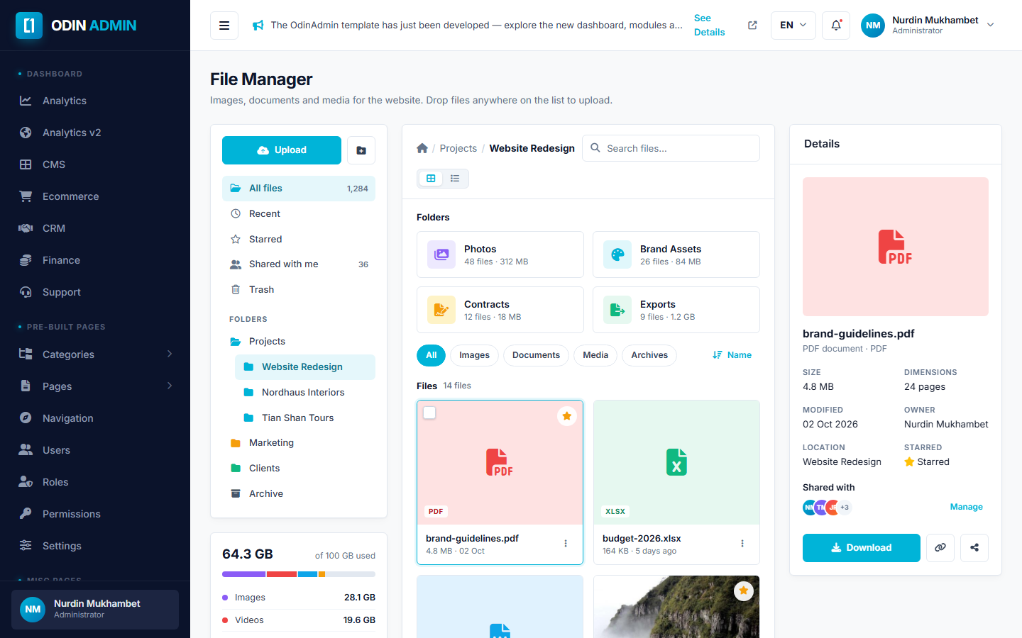 ODIN ADMIN β File Manager