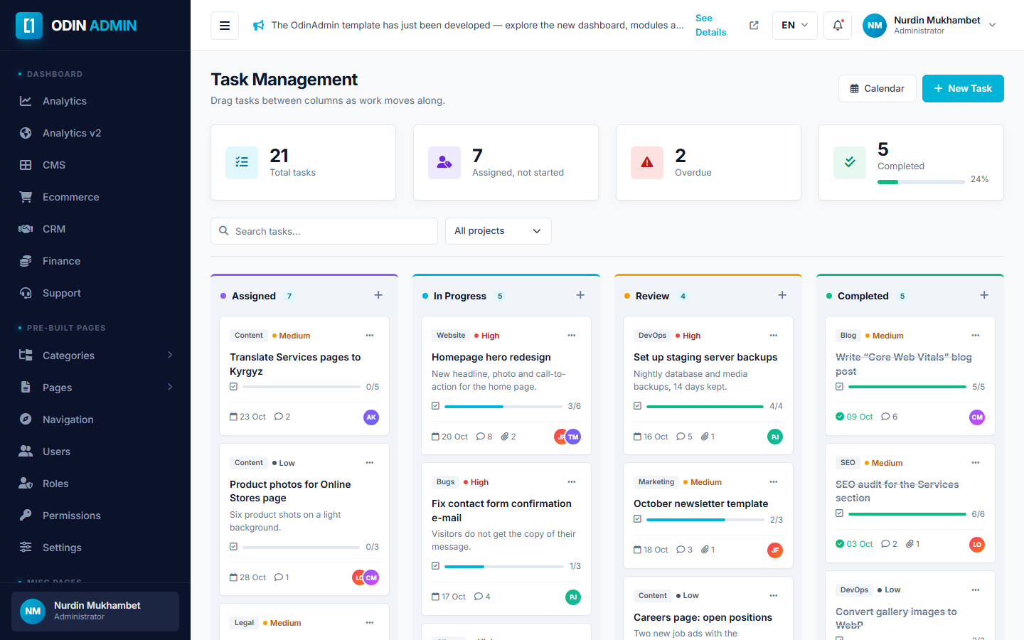 ODIN ADMIN β Task Management
